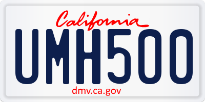 CA license plate UMH500