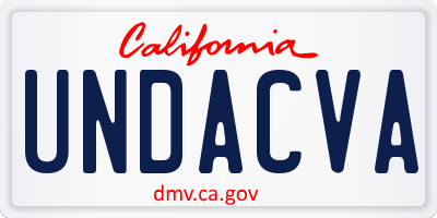 CA license plate UNDACVA