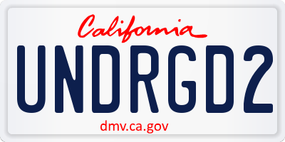 CA license plate UNDRGD2