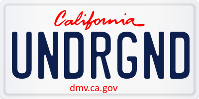 CA license plate UNDRGND