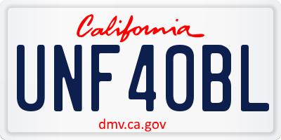 CA license plate UNF40BL