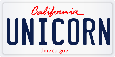 CA license plate UNICORN