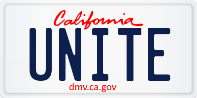 CA license plate UNITE