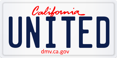 CA license plate UNITED