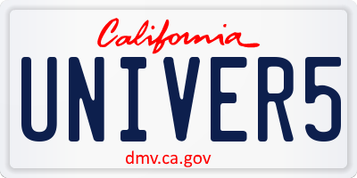 CA license plate UNIVER5