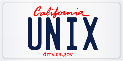 CA license plate UNIX