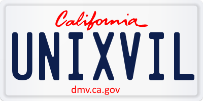 CA license plate UNIXVIL