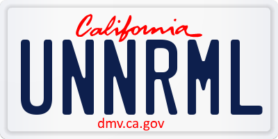 CA license plate UNNRML