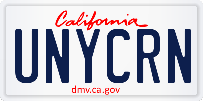 CA license plate UNYCRN