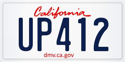 CA license plate UP412