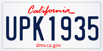 CA license plate UPK1935