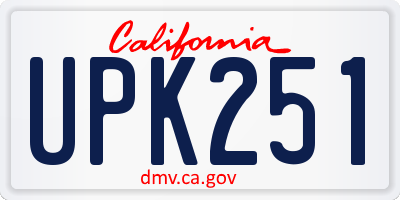 CA license plate UPK251