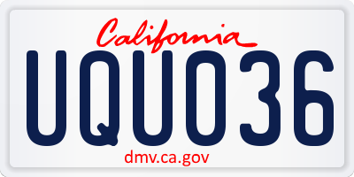 CA license plate UQU036