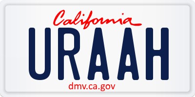 CA license plate URAAH