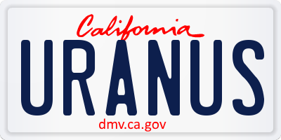 CA license plate URANUS