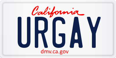 CA license plate URGAY