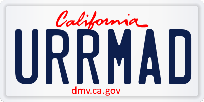 CA license plate URRMAD