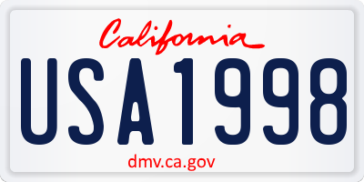 CA license plate USA1998