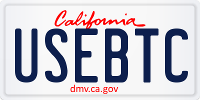 CA license plate USEBTC