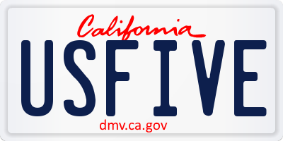 CA license plate USFIVE