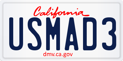 CA license plate USMAD3