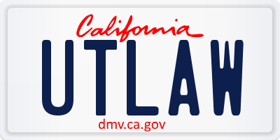 CA license plate UTLAW