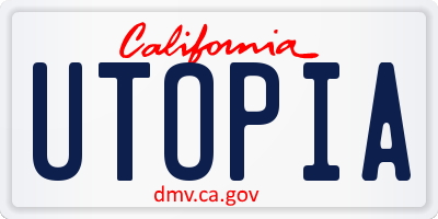 CA license plate UTOPIA