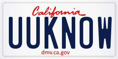 CA license plate UUKNOW