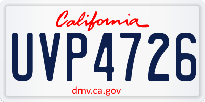 CA license plate UVP4726