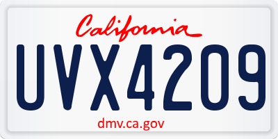 CA license plate UVX4209