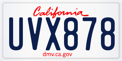 CA license plate UVX878