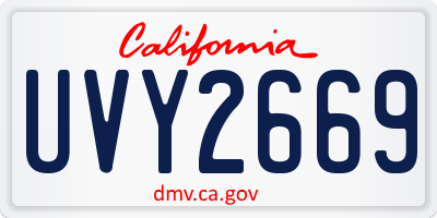 CA license plate UVY2669