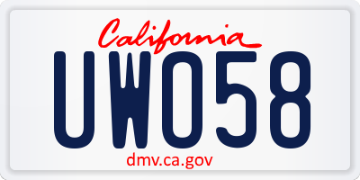 CA license plate UWO58