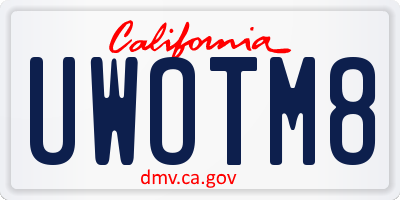 CA license plate UWOTM8