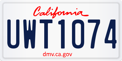 CA license plate UWT1074