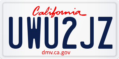 CA license plate UWU2JZ