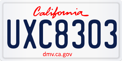 CA license plate UXC8303