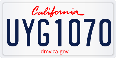 CA license plate UYG1070