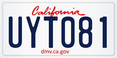 CA license plate UYT081