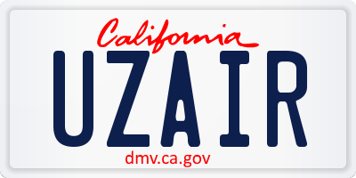 CA license plate UZAIR