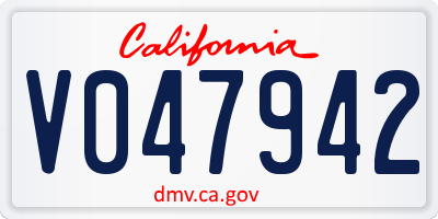 CA license plate V047942