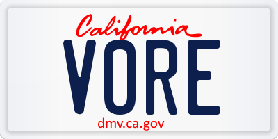 CA license plate V0RE