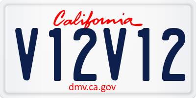 CA license plate V12V12