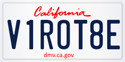 CA license plate V1ROT8E