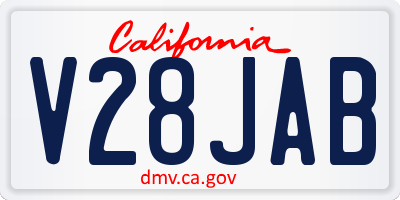 CA license plate V28JAB