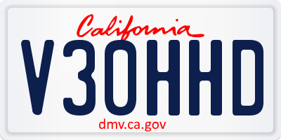 CA license plate V30HHD