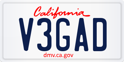 CA license plate V3GAD