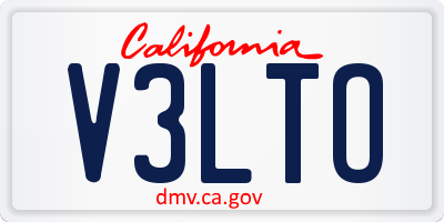CA license plate V3LTO