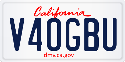 CA license plate V40GBU