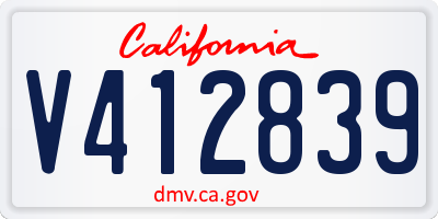 CA license plate V412839